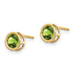 Round Bezel August/Peridot Post Earrings - WBC