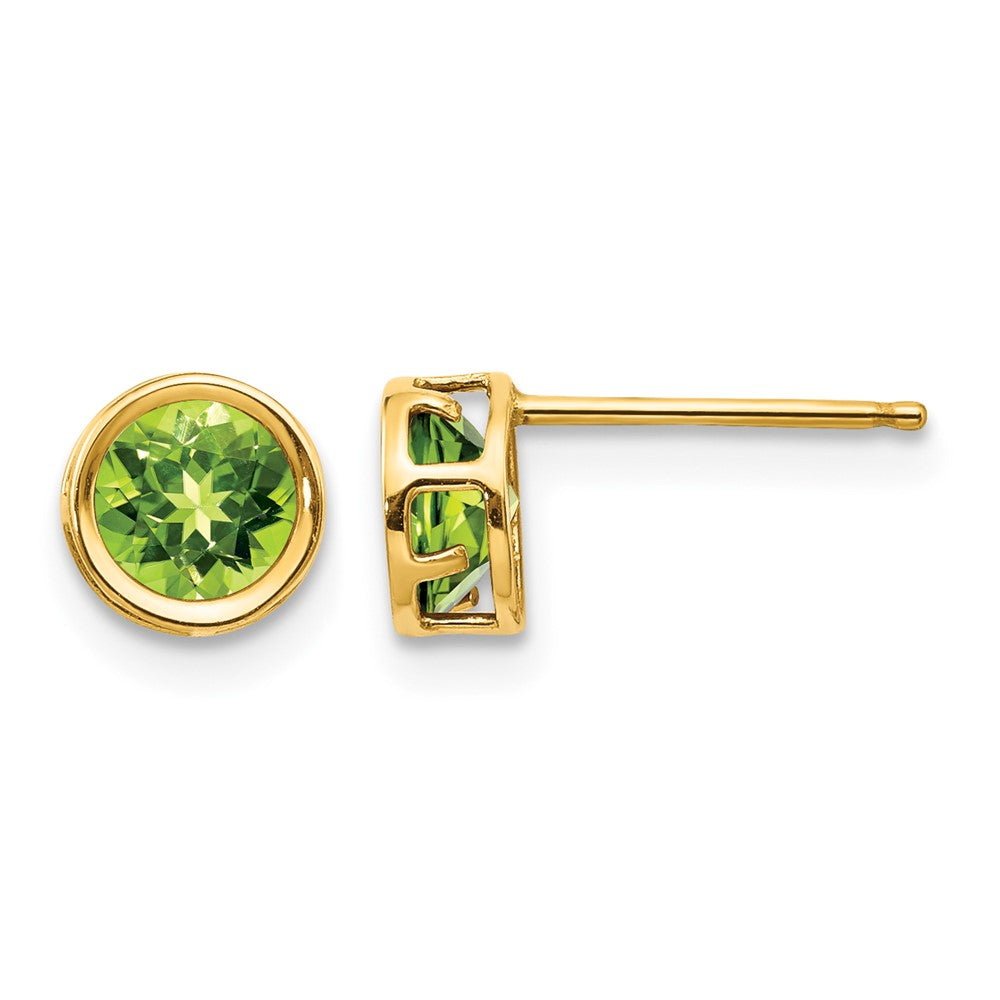 Round Bezel August/Peridot Post Earrings - WBC