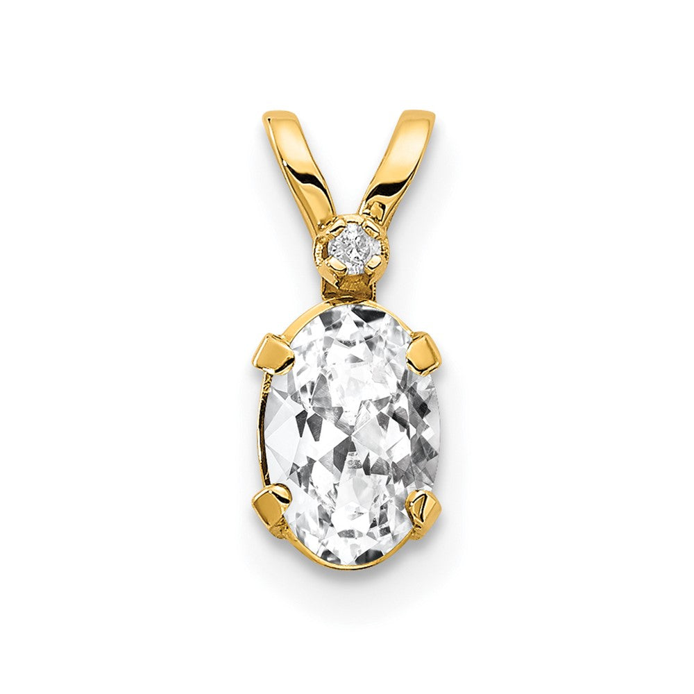Diamond and 6x4 Oval April/ Topaz Birthstone Pendant - WBC