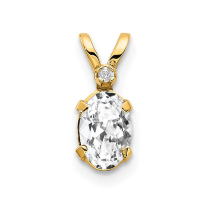 Diamond and 6x4 Oval April/ Topaz Birthstone Pendant - WBC