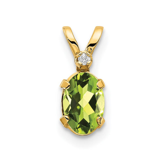 Diamond and 6x4 Oval August/Peridot Birthstone Pendant - WBC