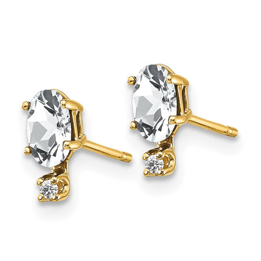 Diamond and 5x3 Oval April/ Topaz Birthstone Earrings - WBC