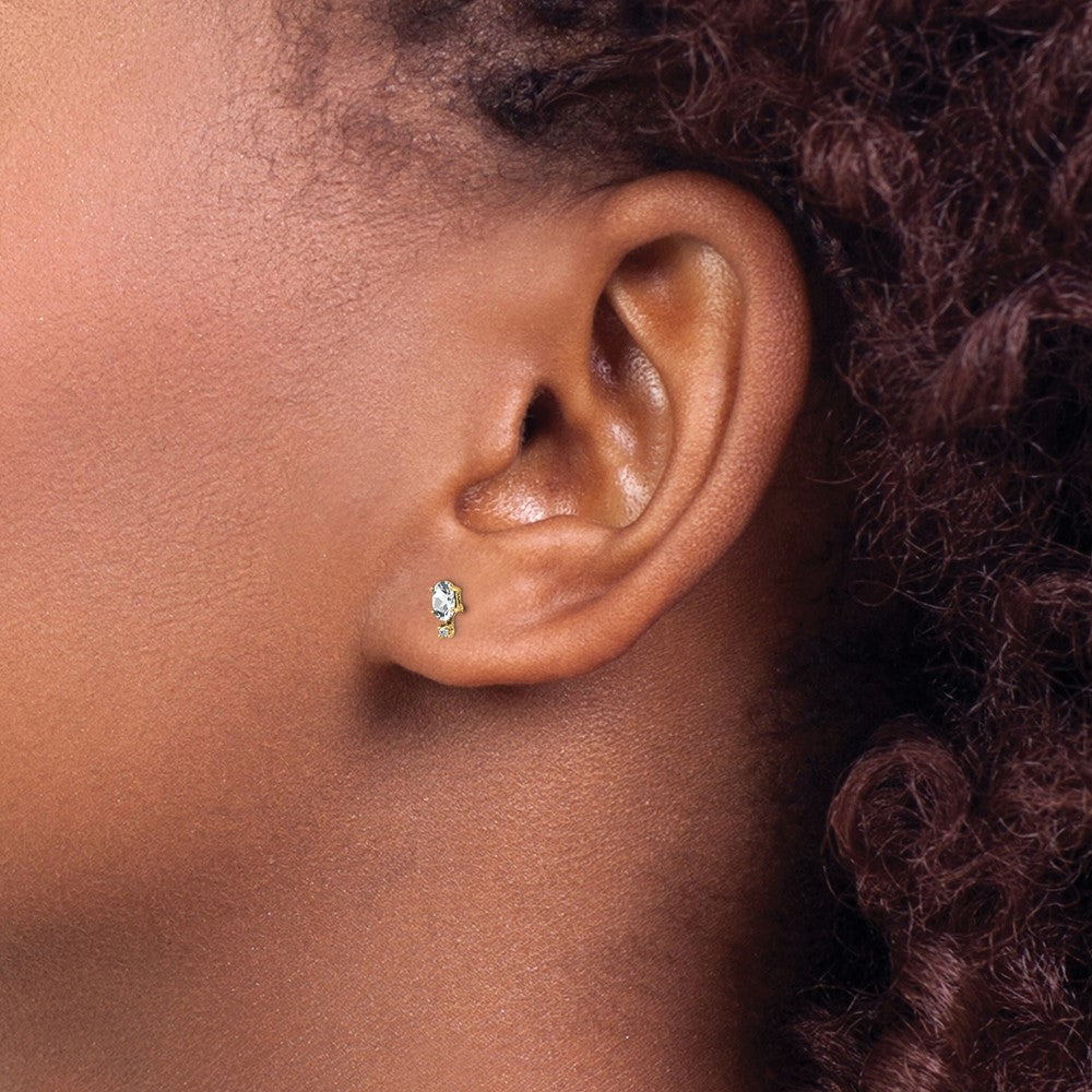 Diamond and 5x3 Oval April/ Topaz Birthstone Earrings - WBC