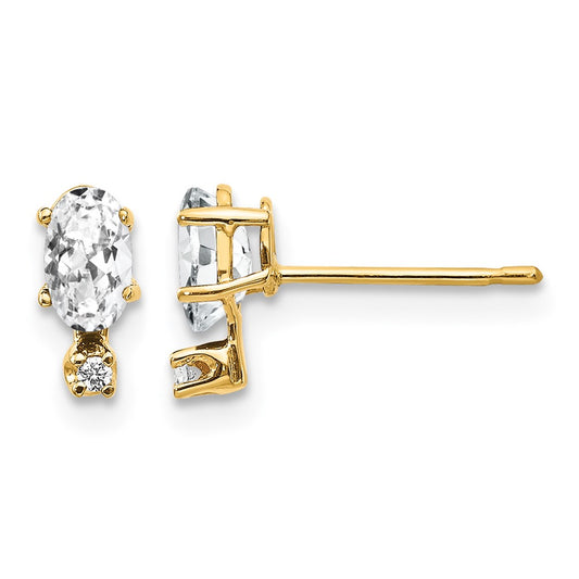 Diamond and 5x3 Oval April/ Topaz Birthstone Earrings - WBC