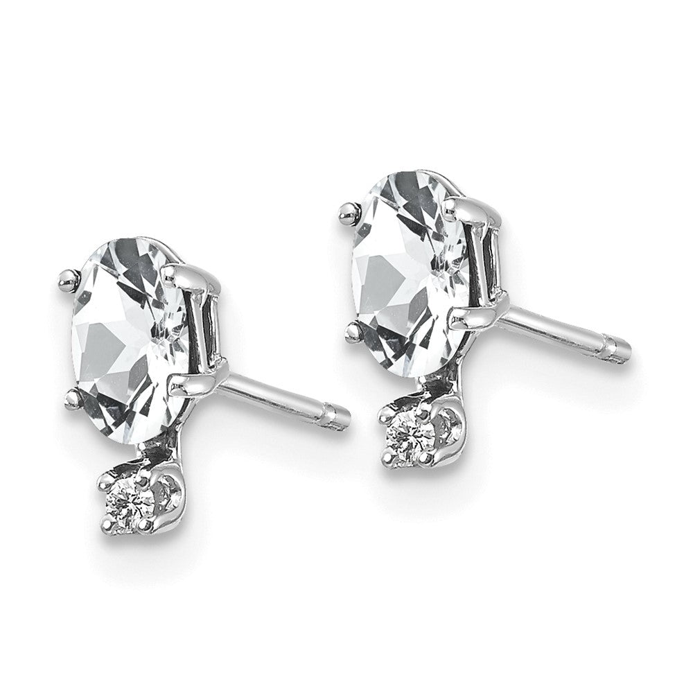 Diamond and 5x3 Oval April/ Topaz Birthstone Earrings - WBC
