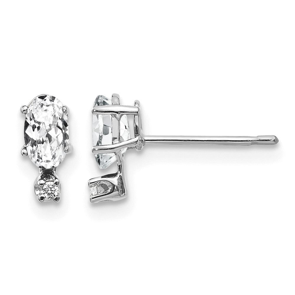 Diamond and 5x3 Oval April/ Topaz Birthstone Earrings - WBC