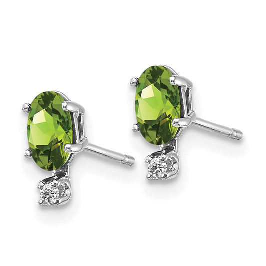 Diamond and 5x3 Oval August/Peridot Birthstone Earrings - WBC