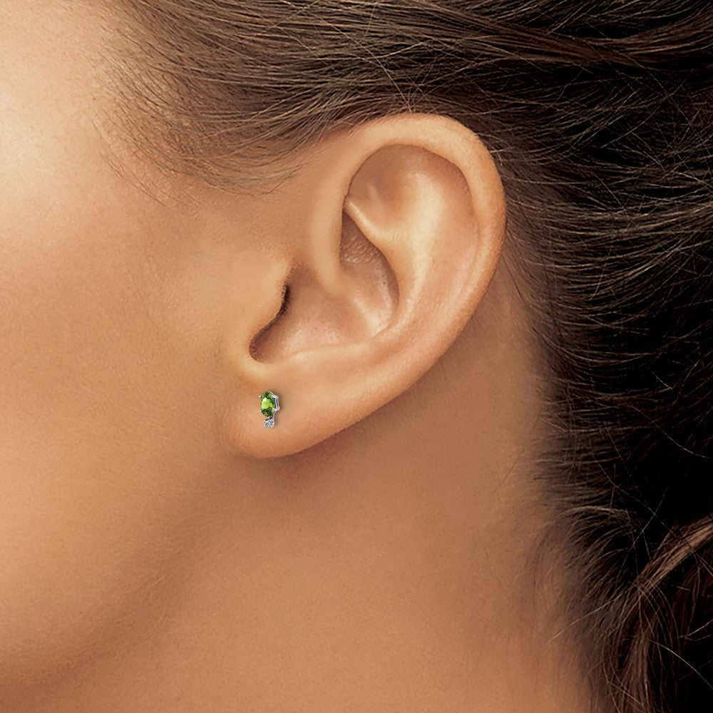 Diamond and 5x3 Oval August/Peridot Birthstone Earrings - WBC