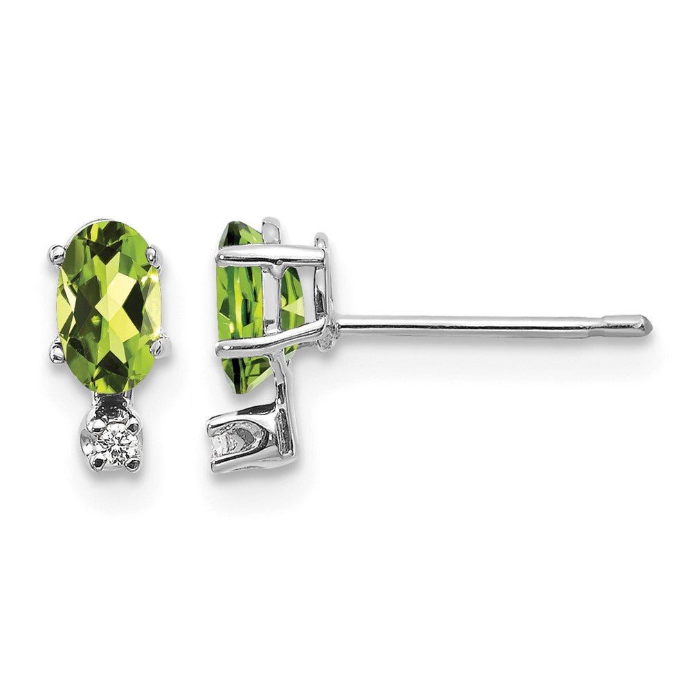 Diamond and 5x3 Oval August/Peridot Birthstone Earrings - WBC