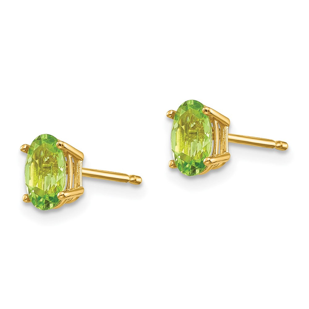 6x4 Oval August/Peridot Post Earrings - WBC