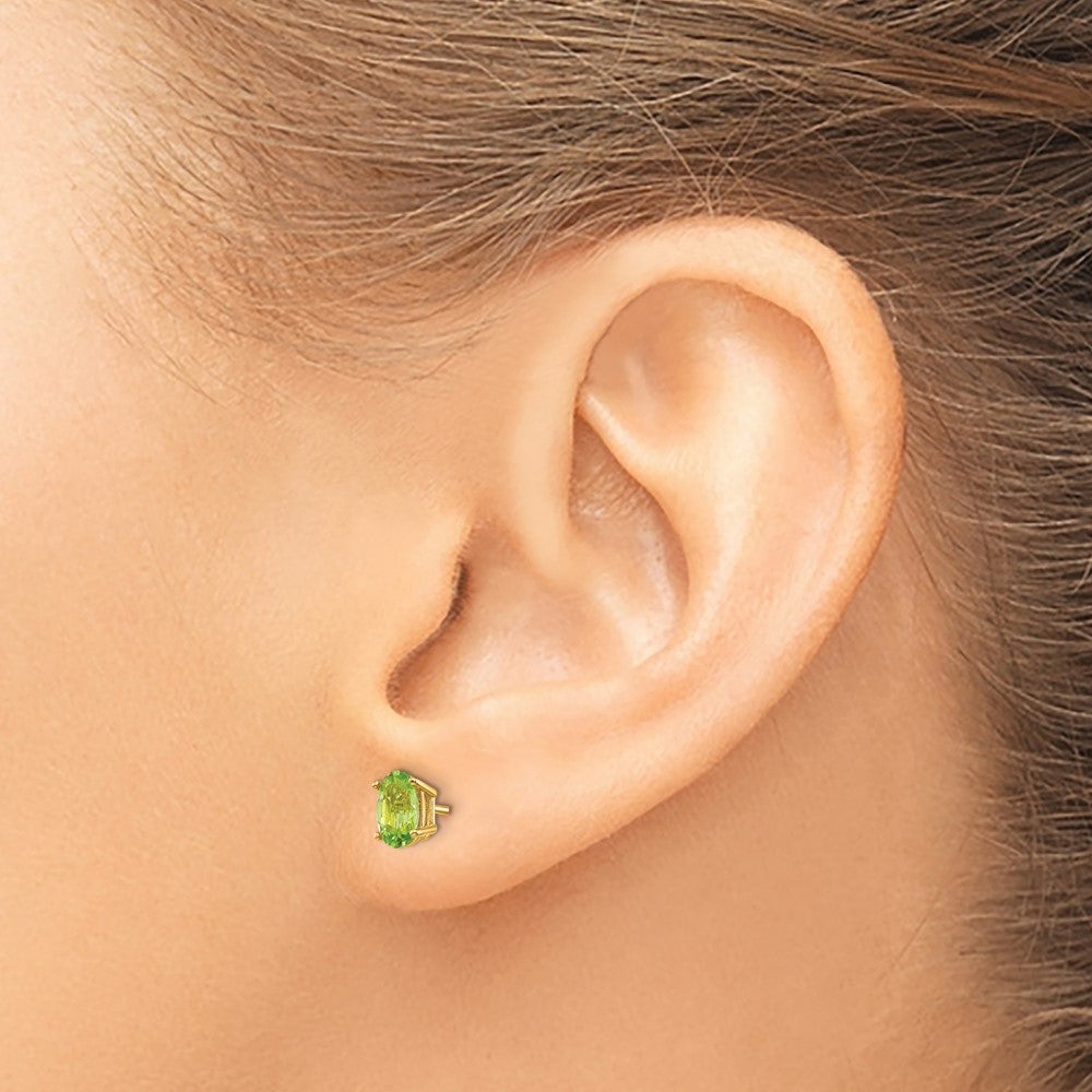 6x4 Oval August/Peridot Post Earrings - WBC