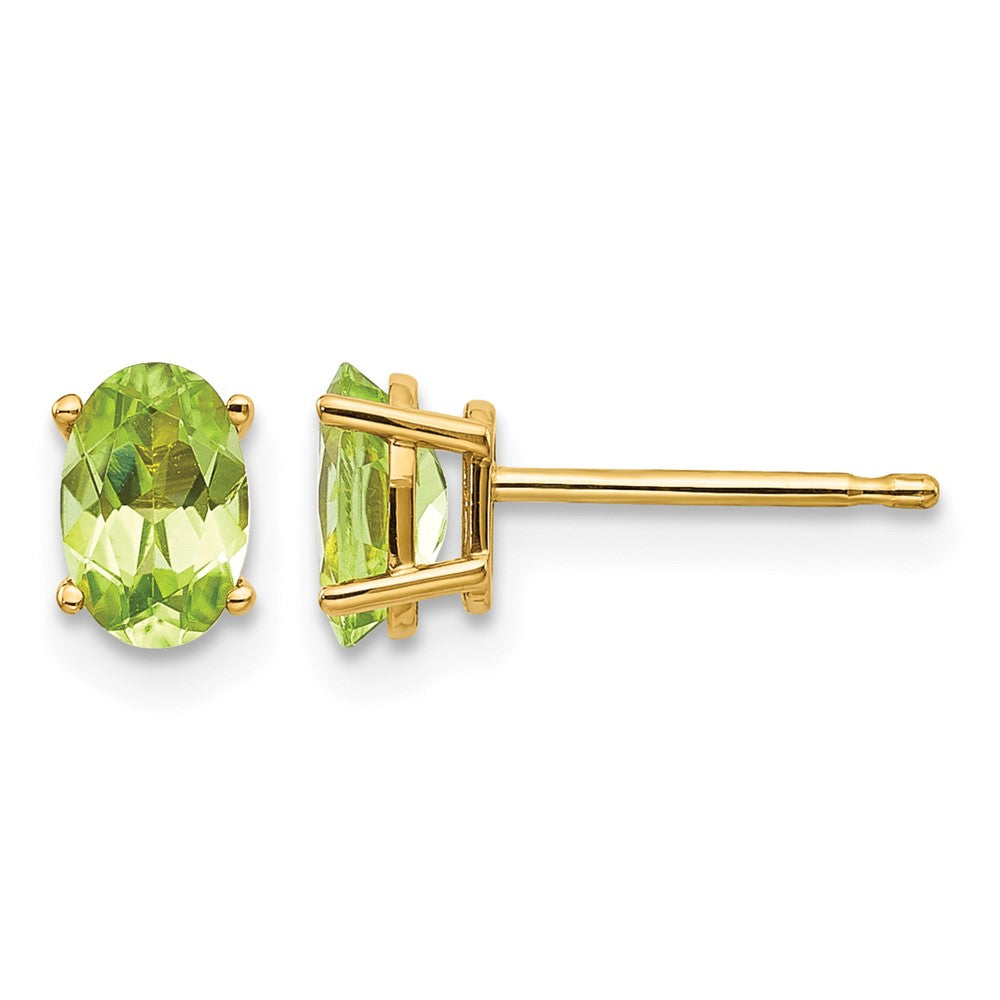 6x4 Oval August/Peridot Post Earrings - WBC
