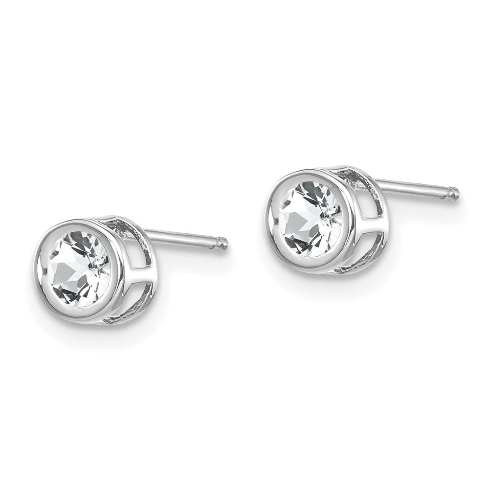 Round Bezel April/ Topaz Post Earrings - WBC