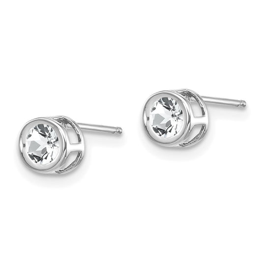 Round Bezel April/ Topaz Post Earrings - WBC