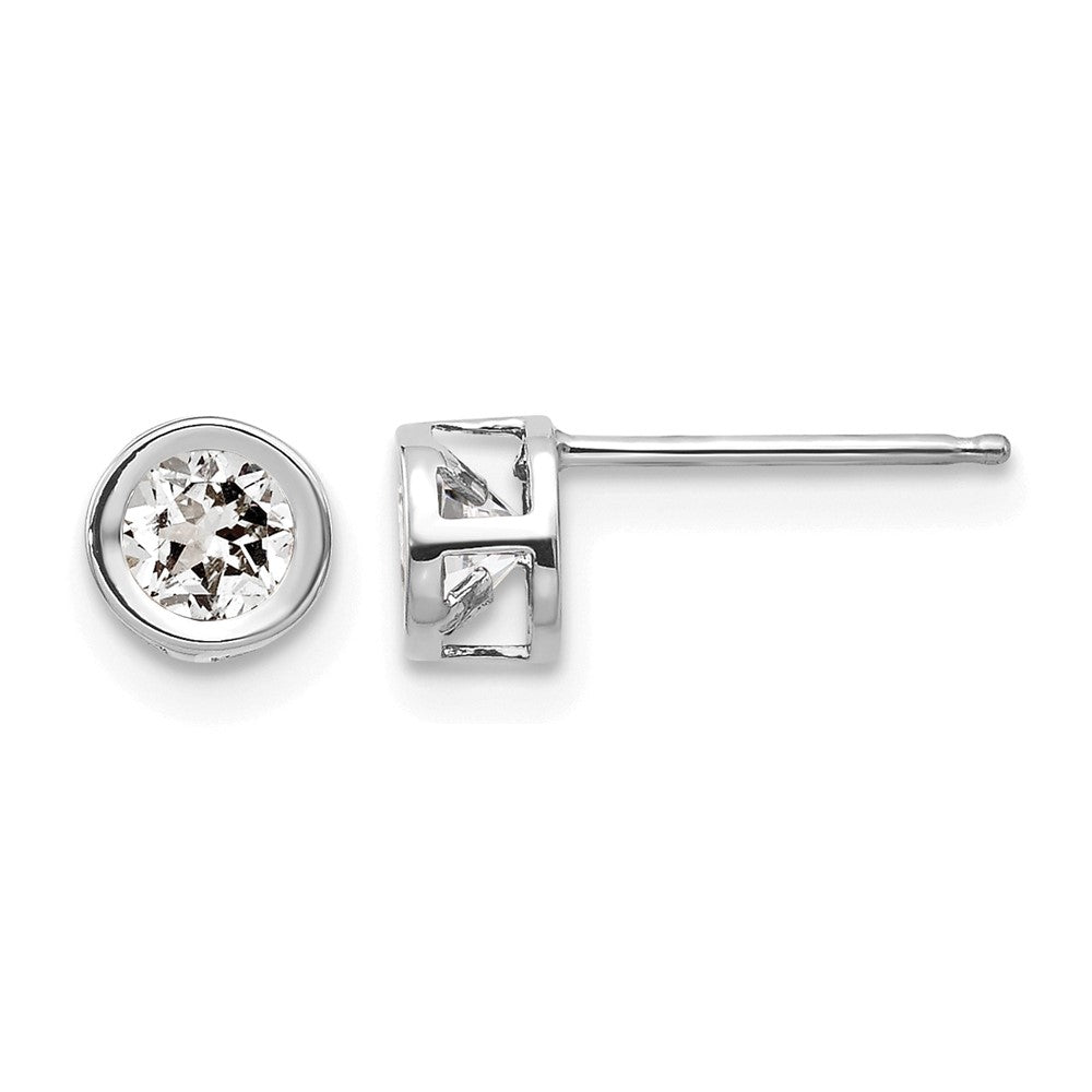 Round Bezel April/ Topaz Post Earrings - WBC
