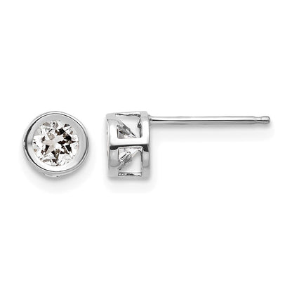Round Bezel April/ Topaz Post Earrings - WBC