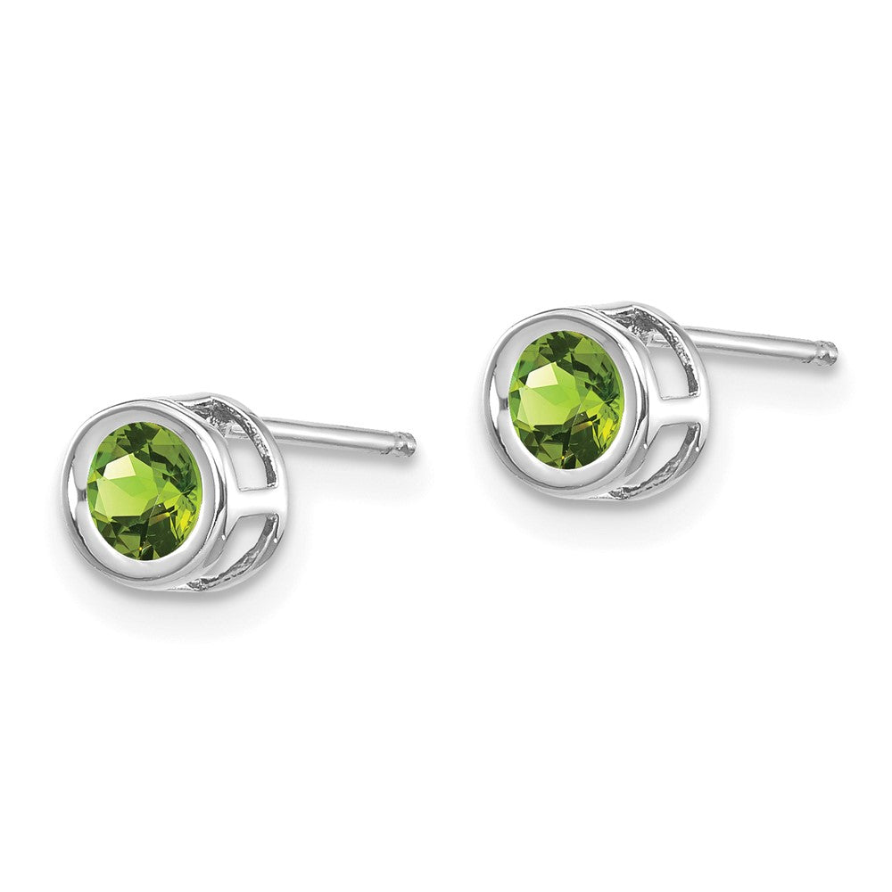 Round Bezel August/Peridot Post Earrings - WBC