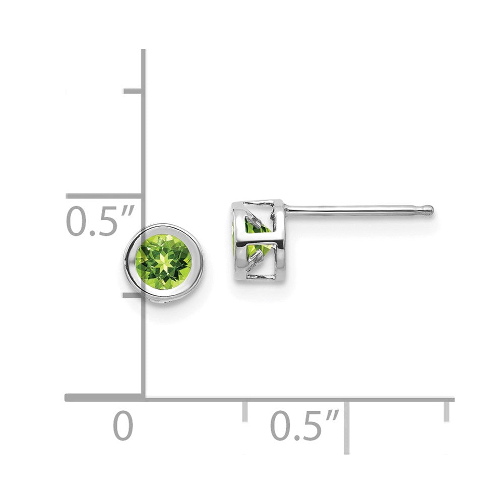 Round Bezel August/Peridot Post Earrings - WBC