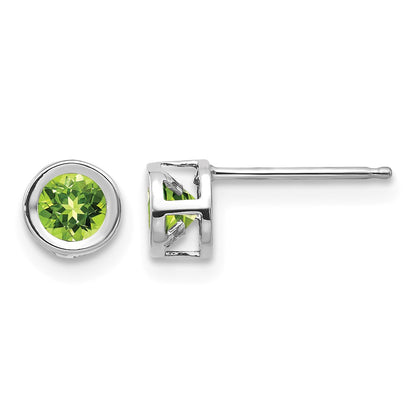 Round Bezel August/Peridot Post Earrings - WBC