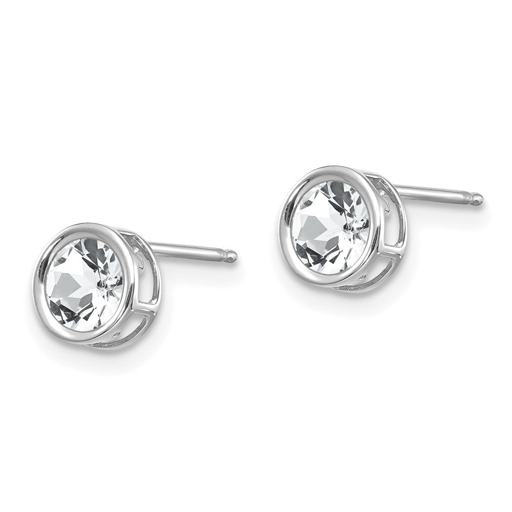 Round Bezel April/ Topaz Post Earrings - WBC