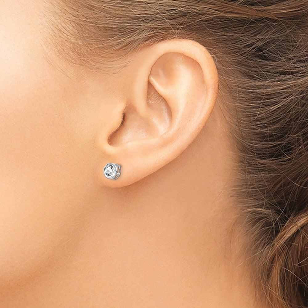 Round Bezel April/ Topaz Post Earrings - WBC