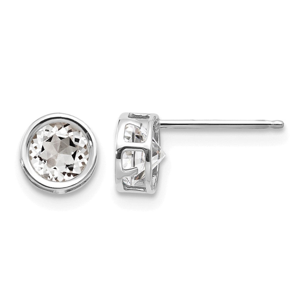 Round Bezel April/ Topaz Post Earrings - WBC