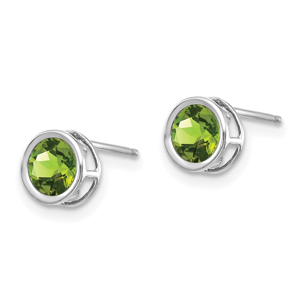 Round Bezel August/Peridot Post Earrings - WBC