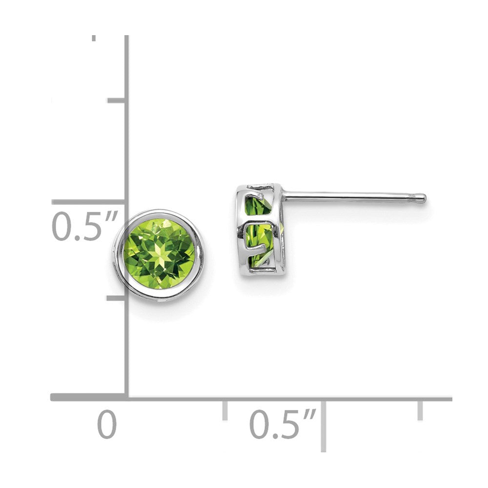 Round Bezel August/Peridot Post Earrings - WBC