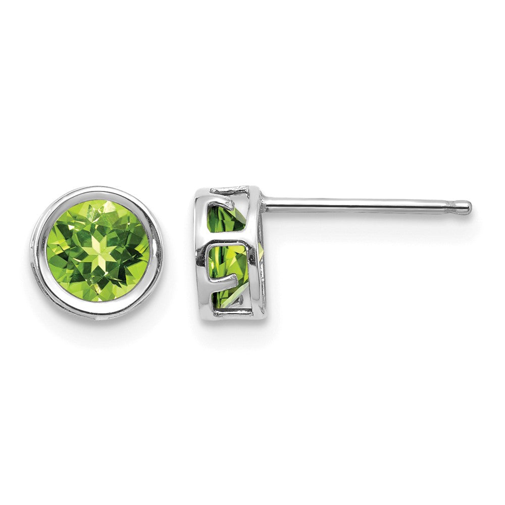 Round Bezel August/Peridot Post Earrings - WBC