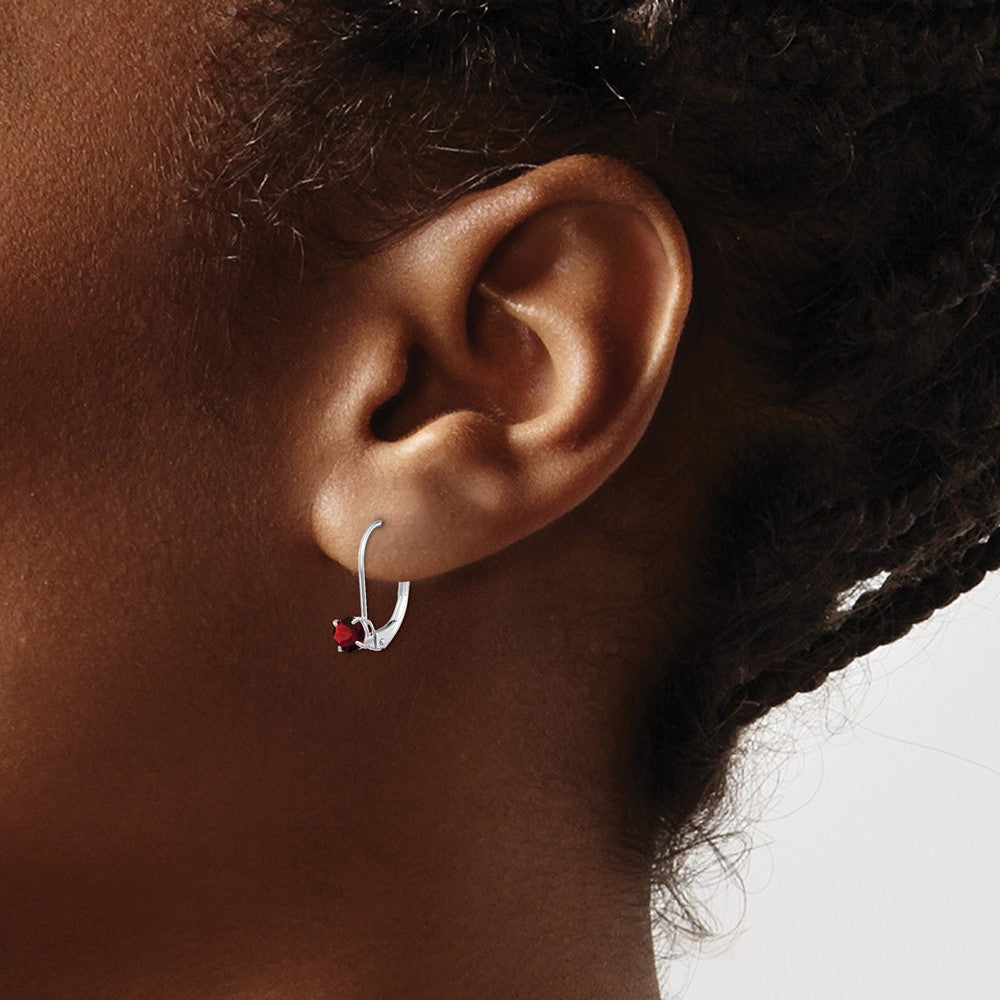 Round January/Garnet Leverback Earrings - WBC