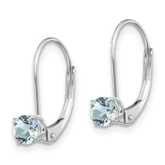 Round March/Aquamarine Leverback Earrings - WBC