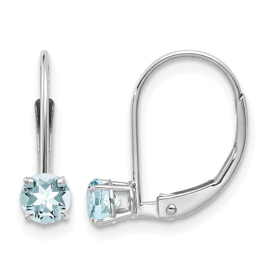 Round March/Aquamarine Leverback Earrings - WBC