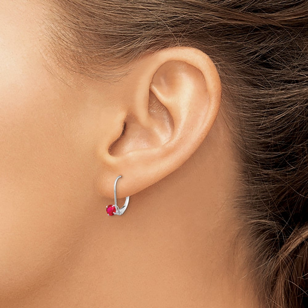 Round July/Ruby Leverback Earrings - WBC