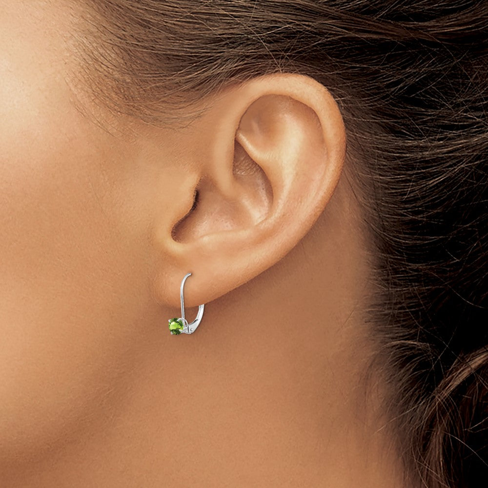 Round August/Peridot Leverback Earrings - WBC