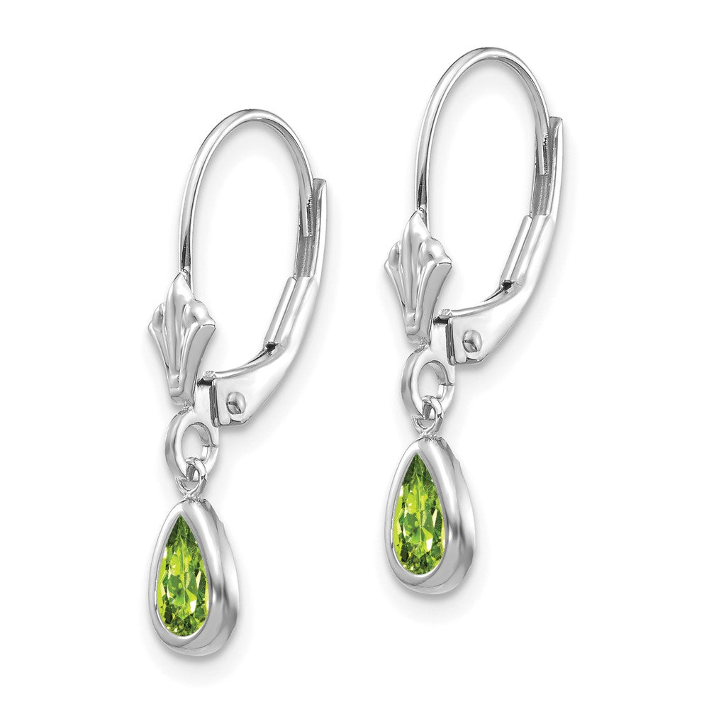 6x4 Pear Bezel August/Peridot Leverback Earrings - WBC