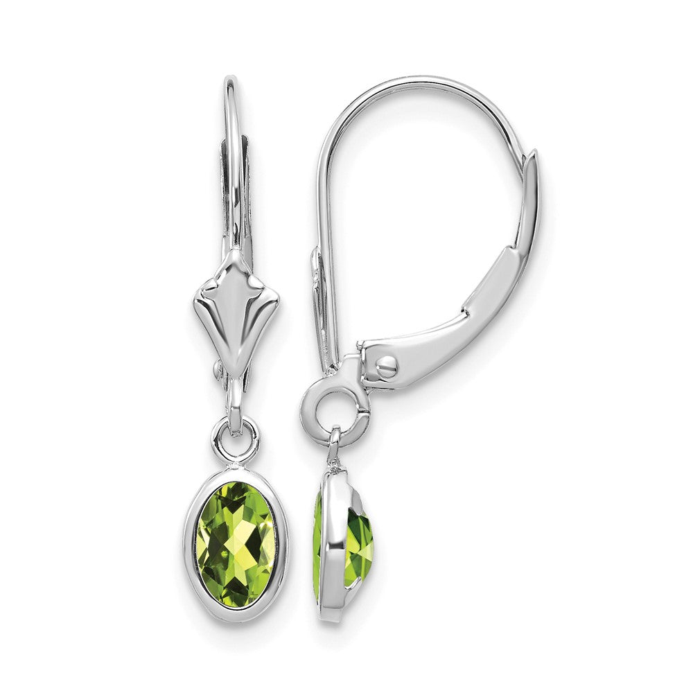 6x4 Oval Bezel August/Peridot Leverback Earrings - WBC