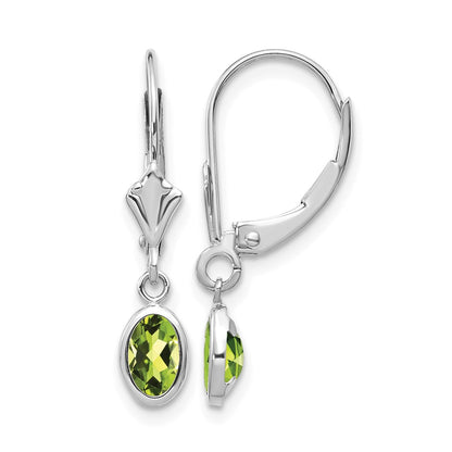 6x4 Oval Bezel August/Peridot Leverback Earrings - WBC