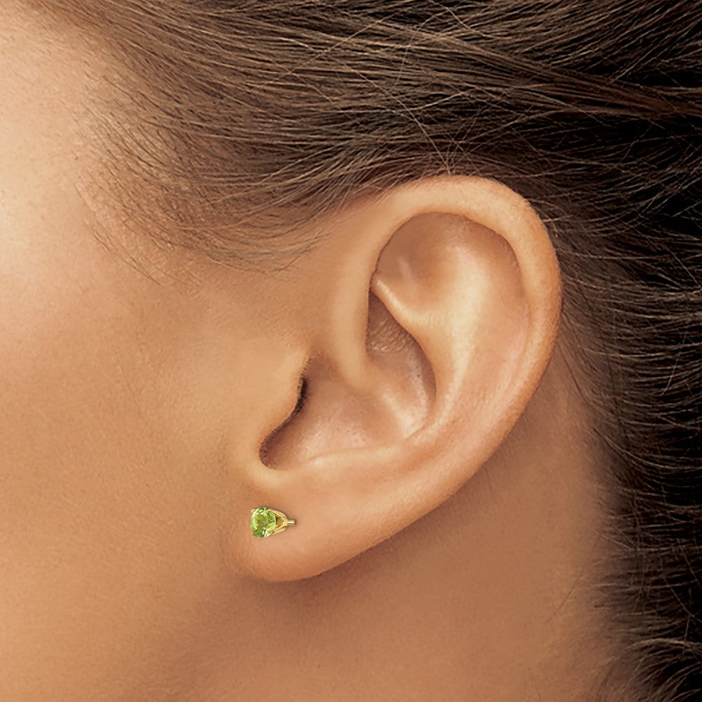 Round August/Peridot Post Earrings - WBC