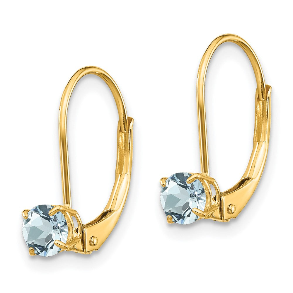 Round March/Aquamarine Leverback Earrings - WBC