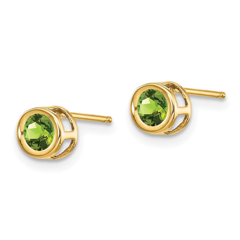 Round Bezel August/Peridot Post Earrings - WBC