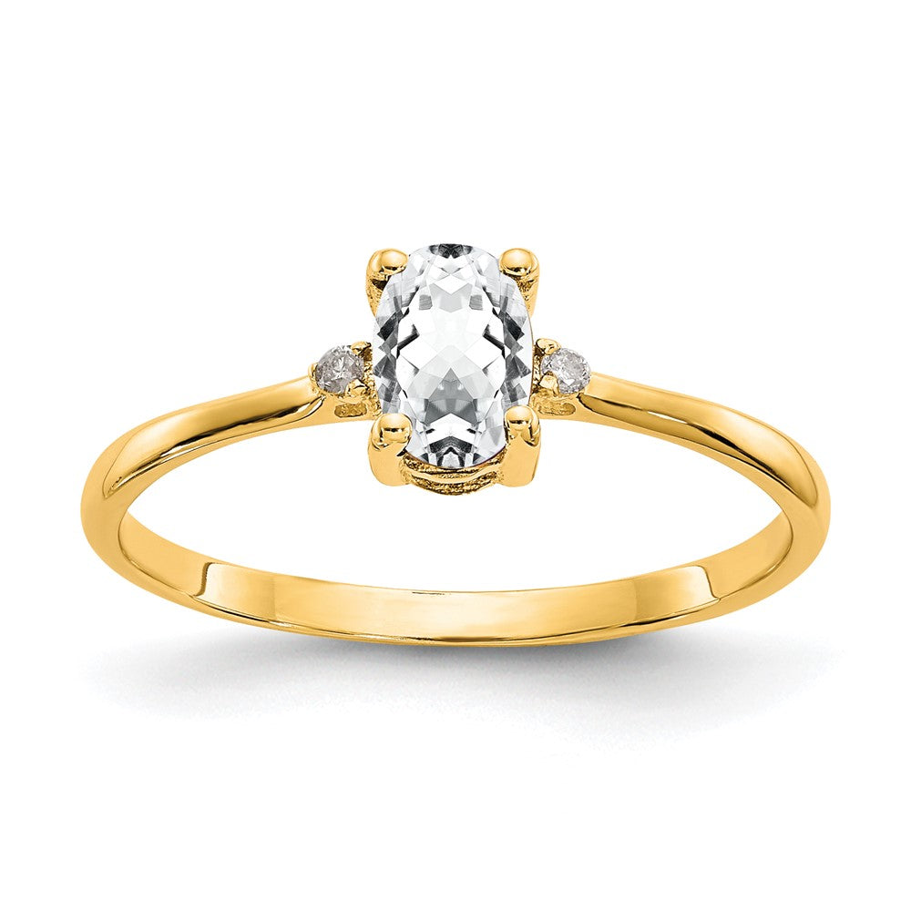 Diamond and 6x4 Oval Topaz Birthstone Ring - WBC