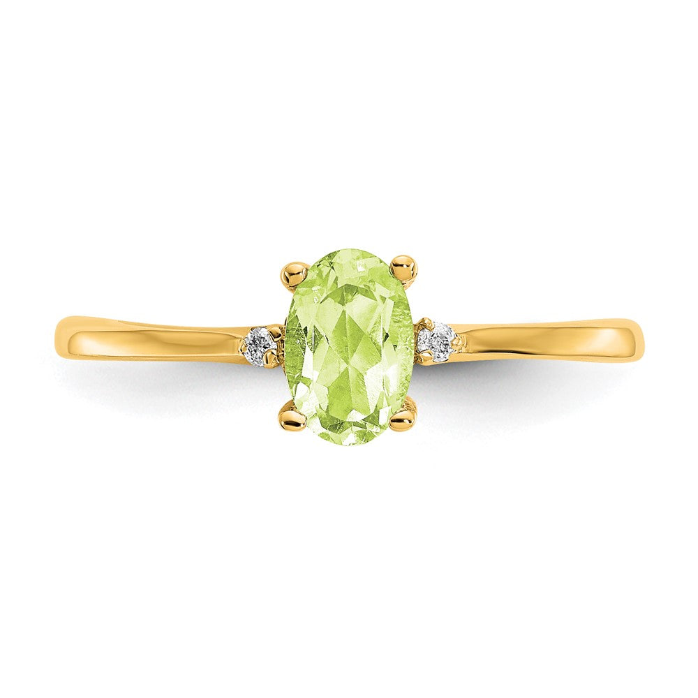 Diamond and 6x4 Oval Peridot Birthstone Ring - WBC