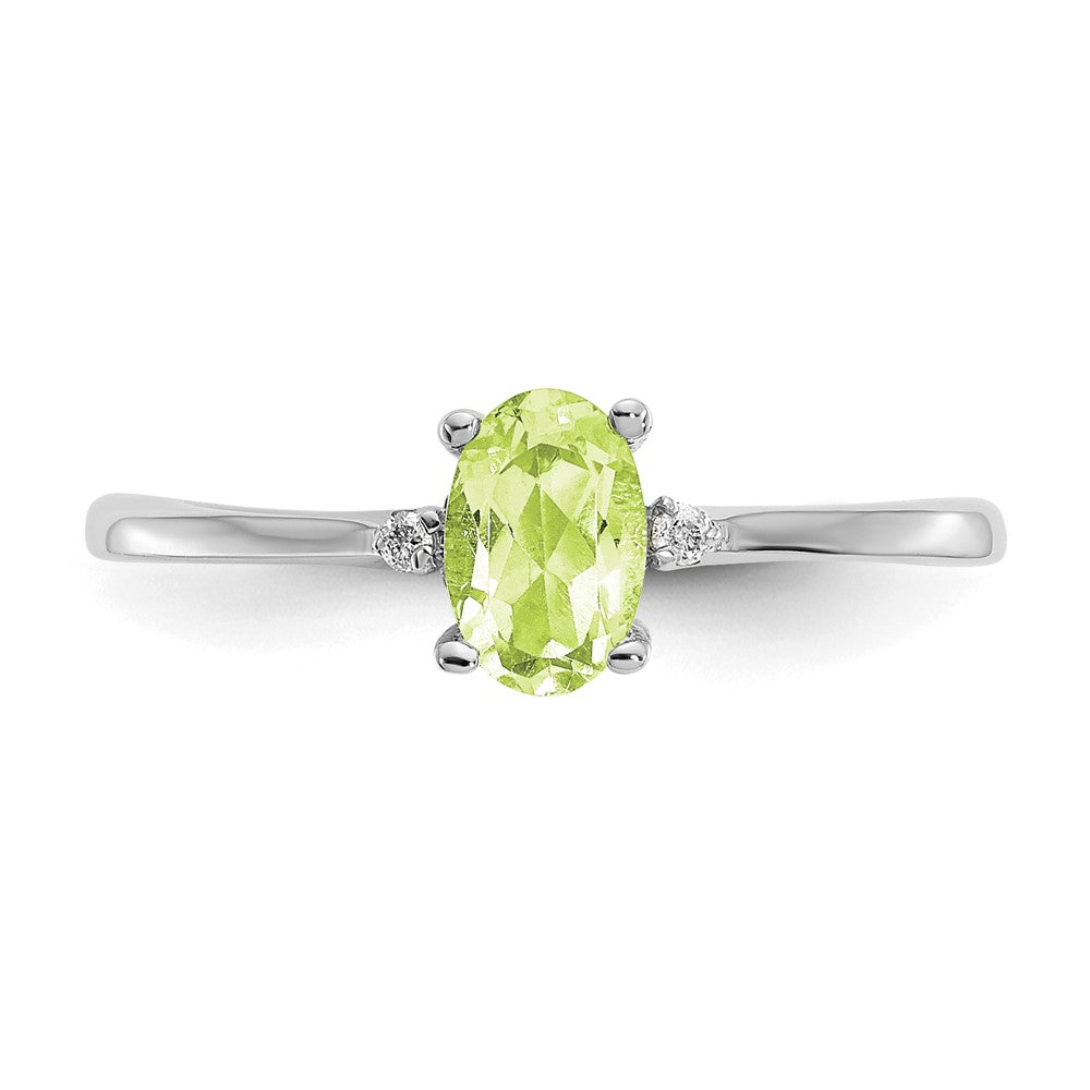 Diamond and 6x4 Oval Peridot Birthstone Ring - WBC