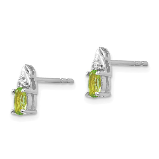 5x3 Oval August/Peridot and Diamond Post Earrings - WBC