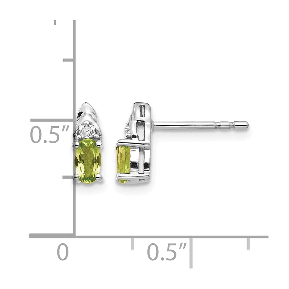 5x3 Oval August/Peridot and Diamond Post Earrings - WBC
