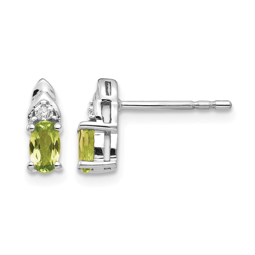 5x3 Oval August/Peridot and Diamond Post Earrings - WBC