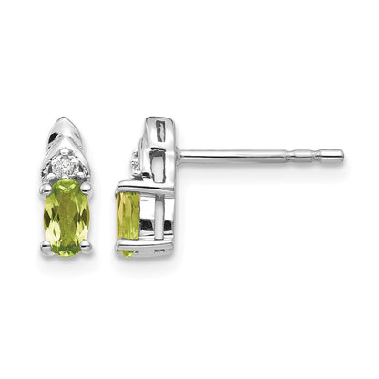 5x3 Oval August/Peridot and Diamond Post Earrings - WBC