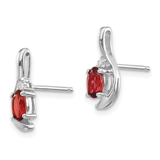 5x3 Oval January/Garnet and Diamond Post Earrings - WBC