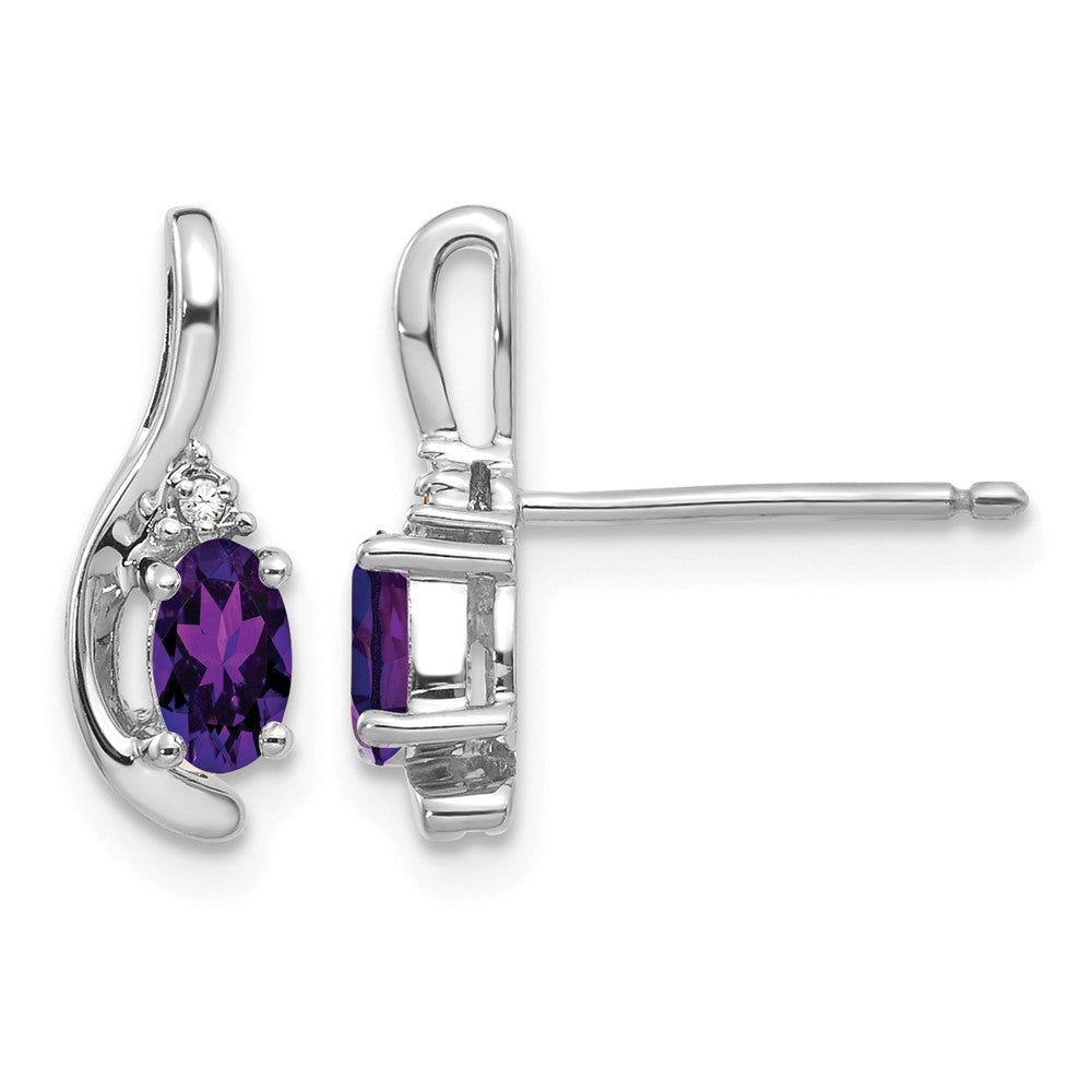 5x3 Oval February/Amethyst and Diamond Post Earrings - WBC