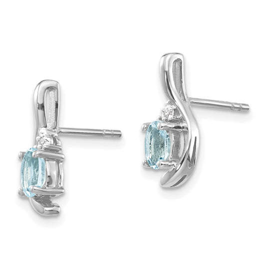 5x3 Oval March/Aquamarine and Diamond Post Earrings - WBC